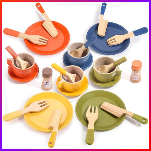 Holzgeschirr set kinder - holzgeschirr, küche
